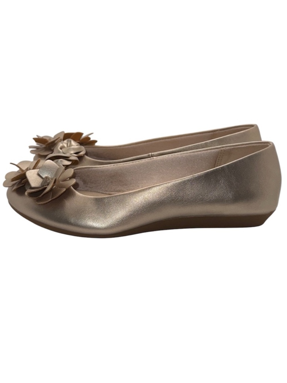 LifeStride Patina Ballet Flat Shoes Gold Vegan Leather Women’s 7